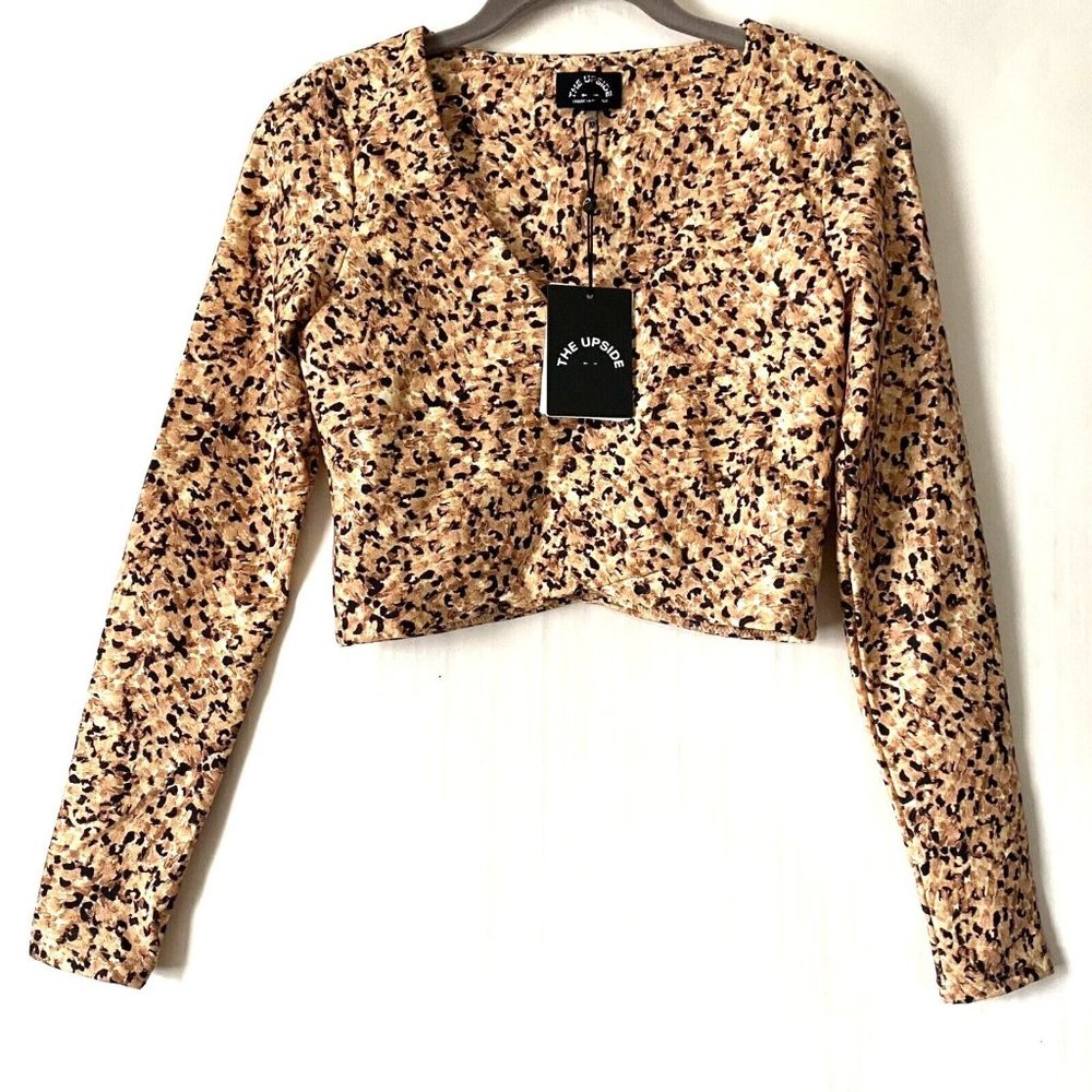 Anthropologie The Upside Safari Siya Yoga Top Size XS/4 Animal Print LS NWT